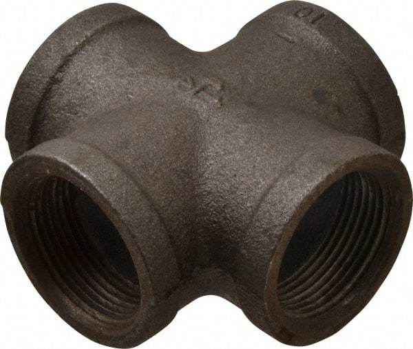 B&K Mueller - Size 1-1/4", Class 150, Malleable Iron Black Pipe Cross - 150 psi, Threaded End Connection - Exact Industrial Supply