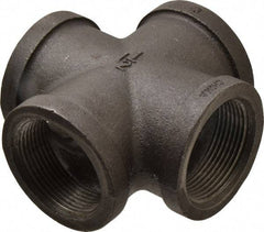 B&K Mueller - Size 1-1/2", Class 150, Malleable Iron Black Pipe Cross - 150 psi, Threaded End Connection - Exact Industrial Supply