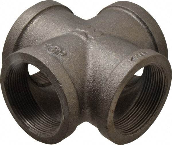 B&K Mueller - Size 2", Class 150, Malleable Iron Black Pipe Cross - 150 psi, Threaded End Connection - Exact Industrial Supply