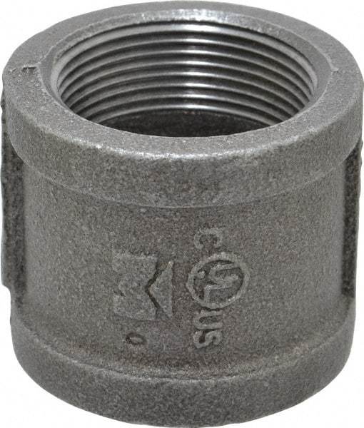 B&K Mueller - Size 1-1/2", Class 150, Malleable Iron Black Pipe Coupling - 150 psi, Threaded End Connection - Exact Industrial Supply