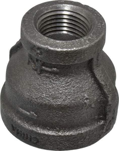 B&K Mueller - Size 1 x 1/2", Class 150, Malleable Iron Black Pipe Reducing Coupling - 150 psi, Threaded End Connection - Exact Industrial Supply