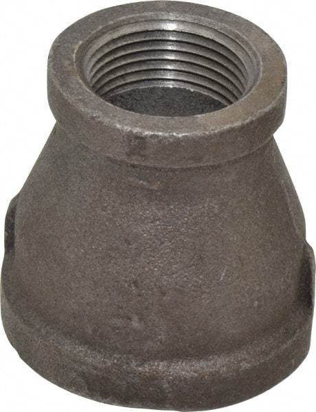 B&K Mueller - Size 1-1/2 x 1", Class 150, Malleable Iron Black Pipe Reducing Coupling - 150 psi, Threaded End Connection - Exact Industrial Supply