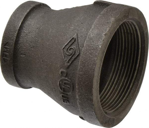 B&K Mueller - Size 2 x 1-1/4", Class 150, Malleable Iron Black Pipe Reducing Coupling - 150 psi, Threaded End Connection - Exact Industrial Supply