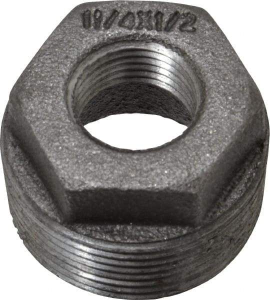 B&K Mueller - Size 1-1/4 x 1/2", Class 150, Malleable Iron Black Pipe Hex Bushing - 150 psi, Threaded End Connection - Exact Industrial Supply