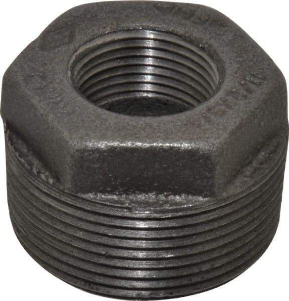 B&K Mueller - Size 1-1/2 x 3/4", Class 150, Malleable Iron Black Pipe Hex Bushing - 150 psi, Threaded End Connection - Exact Industrial Supply