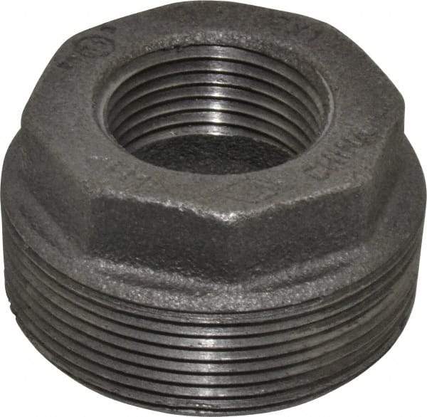 B&K Mueller - Size 2 x 1", Class 150, Malleable Iron Black Pipe Hex Bushing - 150 psi, Threaded End Connection - Exact Industrial Supply