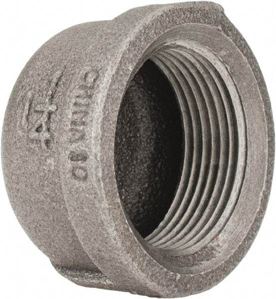 B&K Mueller - Size 1-1/4", Class 150, Malleable Iron Black Pipe End Cap - 150 psi, Threaded End Connection - Exact Industrial Supply