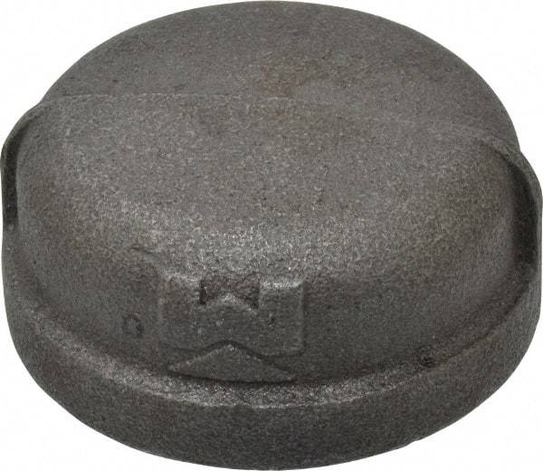 B&K Mueller - Size 2", Class 150, Malleable Iron Black Pipe End Cap - 150 psi, Threaded End Connection - Exact Industrial Supply