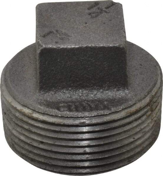 B&K Mueller - Size 1-1/4", Class 150, Malleable Iron Black Pipe Square Plug - 150 psi, Threaded End Connection - Exact Industrial Supply