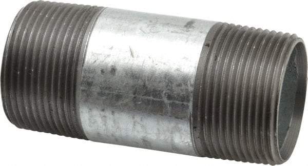 B&K Mueller - Schedule 40, 1-1/4 x 3-1/2" Galvanized Pipe Nipple - Threaded Steel - Exact Industrial Supply