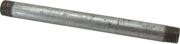 B&K Mueller - Schedule 40, 1/2 x 9" Galvanized Pipe Nipple - Threaded Steel - Exact Industrial Supply