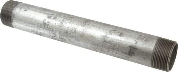 B&K Mueller - Schedule 40, 1-1/2 x 12" Galvanized Pipe Nipple - Threaded Steel - Exact Industrial Supply