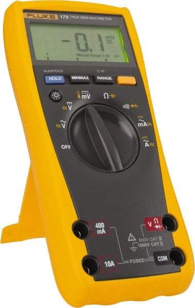 Fluke - 179 ESFP, CAT IV, CAT III, 1,000 VAC/VDC, Digital True RMS Auto Ranging Manual Ranging Multimeter - 50 mOhm, Measures Voltage, Capacitance, Current, Resistance - Exact Industrial Supply