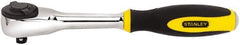 Stanley - 3/8" Drive Pear Head Ratchet - Chrome Finish, 9" OAL, 60 Gear Teeth, Rotator Head - Exact Industrial Supply