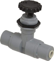 Specialty Mfr - 1/4" Pipe, Inline Needle Valve - EPDM Seal, Push To Connect x Push To Connect Ends, PVC Valve, 125 Max psi - Exact Industrial Supply