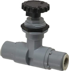Specialty Mfr - 3/8" Pipe, Inline Needle Valve - EPDM Seal, Push To Connect x Push To Connect Ends, PVC Valve, 125 Max psi - Exact Industrial Supply