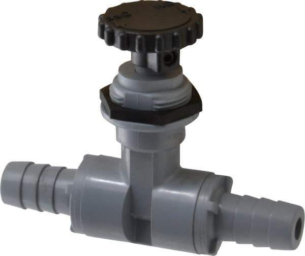 Specialty Mfr - 1/2" Pipe, Inline Needle Valve - EPDM Seal, Barbed x Barbed Ends, PVC Valve, 125 Max psi - Exact Industrial Supply