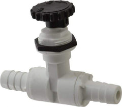 Specialty Mfr - 1/2" Pipe, Inline Needle Valve - PTFE Seal, Barbed x Barbed Ends, Polypropylene Valve, 125 Max psi - Exact Industrial Supply