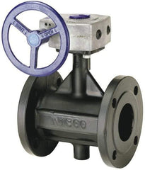NIBCO - 3" Pipe, Flanged Butterfly Valve - Bare Stem Handle, Ductile Iron Body, Polyamide Seat, 285 WOG, EPDM Coated Ductile Iron Disc, Stainless Steel Stem - Exact Industrial Supply