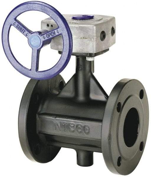 NIBCO - 8" Pipe, Flanged Butterfly Valve - Bare Stem Handle, Ductile Iron Body, Polyamide Seat, 285 WOG, EPDM Coated Ductile Iron Disc, Stainless Steel Stem - Exact Industrial Supply