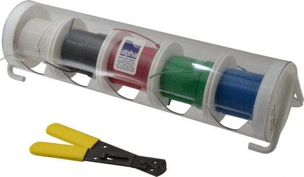 Alpha Wire - 24 AWG, 7 Strand, 500' OAL, Hook Up Wire - Black, Blue, Green, Red & White PVC Jacket, 0.057" Diam - Exact Industrial Supply