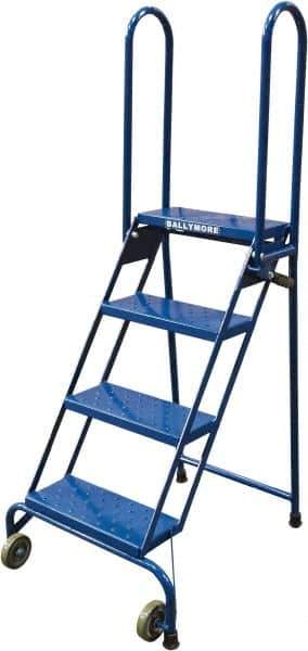 Ballymore - 65" 4 Step Ladder - Portable Folding Safety Ladder, 350 Lb Capacity, 40" Platform Height, 24" Base Width x 30" Base Depth, Perforated Tread - Exact Industrial Supply