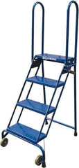 Ballymore - 65" 4 Step Ladder - Portable Folding Safety Ladder, 350 Lb Capacity, 40" Platform Height, 24" Base Width x 30" Base Depth, Perforated Tread - Exact Industrial Supply