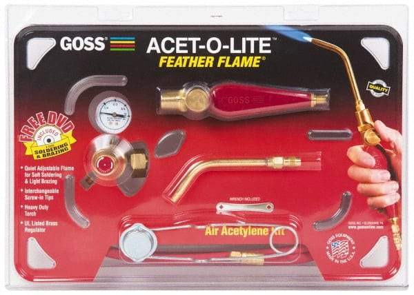 Goss - Oxygen and Acetylene Torch Kit - Acetylene Feather Flame Kit Threaded Style - Exact Industrial Supply