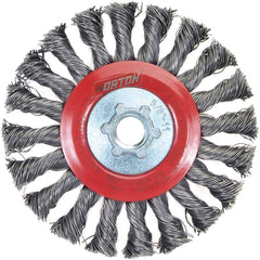 Norton - 4-1/2" OD, 5/8-11 Arbor Hole, Knotted Carbon Wheel Brush - Exact Industrial Supply