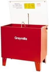 Graymills - Free Standing Solvent-Based Parts Washer - 20 Gal Max Operating Capacity, Steel Tank, 36" (Lid Close)/57" (Lid Open) High x 36" Long x 22" Wide, 115 Input Volts - Exact Industrial Supply