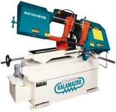 Clausing - 9 x 14-1/2" Max Capacity, Manual Variable Speed Pulley Horizontal Bandsaw - 50 to 295 SFPM Blade Speed, 110/220 Volts, 45°, 1.5 hp, 1 Phase - Exact Industrial Supply