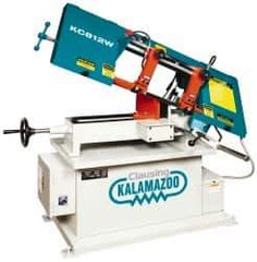 Clausing - 7 x 14" Max Capacity, Manual Step Pulley Horizontal Bandsaw - 59, 96, 155 & 260 SFPM Blade Speed, 110/220 Volts, 45°, 1 hp, 1 Phase - Exact Industrial Supply