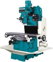 Clausing - 15" Table Width x 60" Table Length, Variable Speed Pulley Control, 3 Phase Knee Milling Machine - NT40 Spindle Taper, 5 hp - Exact Industrial Supply