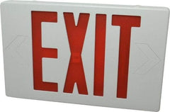 Mule - 1 Face, 2 Watt, White, Polycarbonate, LED, Illuminated Exit Sign - 120/277 VAC, No Battery Backup, Universal Mounted, 12 Inch Long x 1-1/2 Inch Wide x 7-1/2 Inch High - Exact Industrial Supply