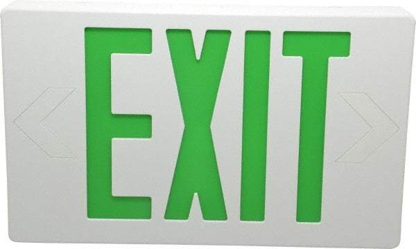 Mule - 1 Face, 5 Watt, White, Polycarbonate, LED, Illuminated Exit Sign - 120/277 VAC, Nickel Cadmium, Universal Mounted, 12 Inch Long x 1-1/2 Inch Wide x 7-1/2 Inch High - Exact Industrial Supply