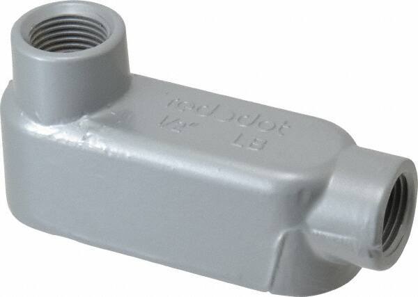 Thomas & Betts - LB Body, 1/2" Trade, IMC, Rigid Aluminum Conduit Body - Oval, 4-9/32" OAL, 4.3 cc Capacity, Gray - Exact Industrial Supply