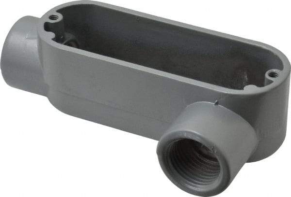 Thomas & Betts - LL Body, 1/2" Trade, IMC, Rigid Aluminum Conduit Body - Oval, 3-1/2" OAL, 4.3 cc Capacity, Gray - Exact Industrial Supply