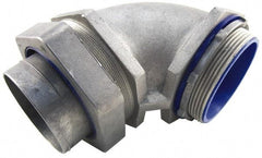 Thomas & Betts - 3-1/2" Trade, Die Cast Zinc Compression Angled FMC & Liquidtight Conduit Connector - Partially Insulated - Exact Industrial Supply