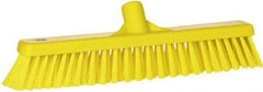 Vikan - 16" Fine Particle Synthetic Push Broom - 2" Bristle Length, Plastic Block, European Threaded Handle Connection - Exact Industrial Supply