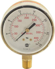 Miller-Smith - 1/4 Inch NPT, 400 Max psi, Brass Case Cylinder Pressure Gauge - 2-1/2 Inch Dial Diameter - Exact Industrial Supply