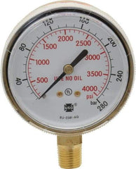 Miller-Smith - 1/4 Inch NPT, 4,000 Max psi, Brass Case Cylinder Pressure Gauge - 2-1/2 Inch Dial Diameter - Exact Industrial Supply