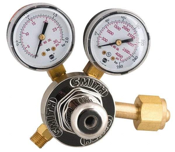 Miller-Smith - 200 CGA Inlet Connection, Female Fitting, 15 Max psi, Acetylene Welding Regulator - 400 Max psi Inlet - Exact Industrial Supply