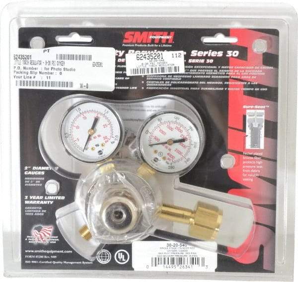 Miller-Smith - 540 CGA Inlet Connection, Female Fitting, 20 Max psi, Oxygen Welding Regulator - 3,000 Max psi Inlet - Exact Industrial Supply