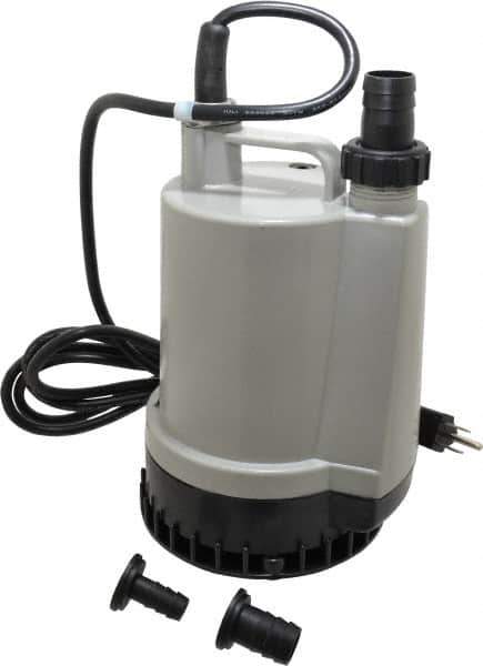 Value Collection - 1/6 hp, 120 Amp Rating, 120 Volts, Full-On Operation, Submersible Pump - Plastic Housing - Exact Industrial Supply