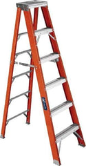 Louisville - 4 Steps, 4' High, Type IAA Rating, Fiberglass Step Ladder - 375 Lb Capacity, 18-3/16" Base Width - Exact Industrial Supply