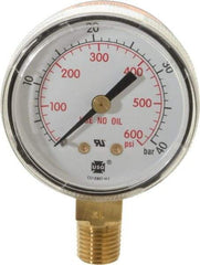 Miller-Smith - 1/4 Inch NPT, 600 Max psi, Steel Case Cylinder Pressure Gauge - 2 Inch Dial Diameter, All Gases - Exact Industrial Supply
