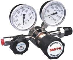 Miller-Smith - 330 CGA Inlet Connection, 100 Max psi, Corrosive Service Gases Welding Regulator - Stainless Steel Diaphragm Valve with 1/4" Swagelok Tube Fitting Thread - Exact Industrial Supply