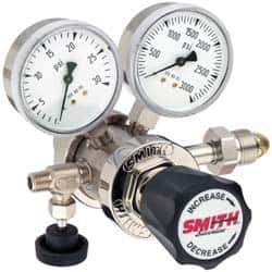 Miller-Smith - 350 CGA Inlet Connection, 150 Max psi, Hydrogen Welding Regulator - Needle Valve with 1/8" Swagelok Tube Fitting Thread - Exact Industrial Supply