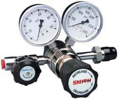 Miller-Smith - 660 CGA Inlet Connection, 25 Max psi, Corrosive Service Gases Welding Regulator - Stainless Steel Diaphragm Valve with 1/4" Swagelok Tube Fitting Thread - Exact Industrial Supply