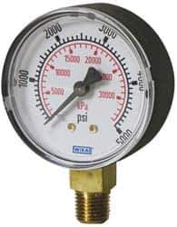 Wika - 2-1/2" Dial, 1/4 Thread, 30-0-60 Scale Range, Pressure Gauge - Lower Connection Mount, Accurate to 3-2-3% of Scale - Exact Industrial Supply